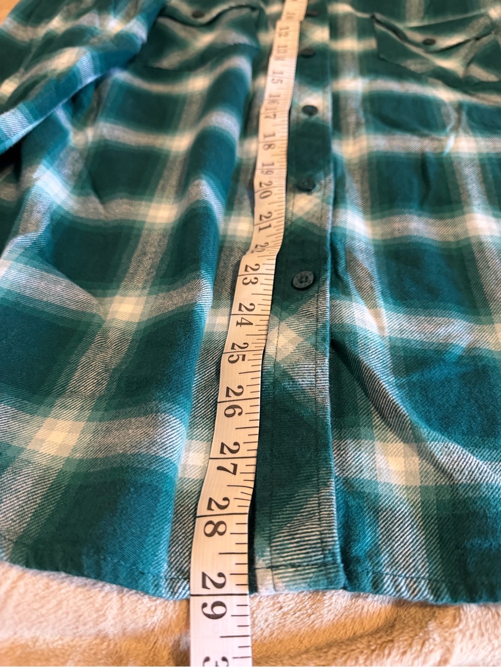 RVCA Women’s Teal Plaid Flannel Button-Up Shirt - Picture 7 of 8